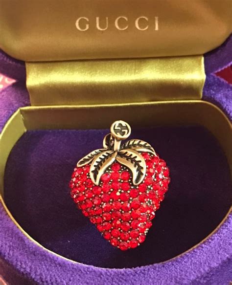 strawberry gucci ring|Strawberry ring with crystals .